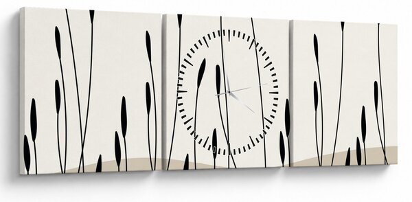 Obraz - Grafická louka N⁰3 (s hodinami) (90x30 cm)