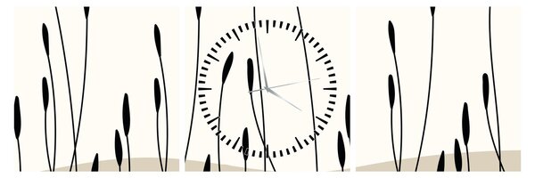 Obraz - Grafická louka N⁰3 (s hodinami) (90x30 cm)
