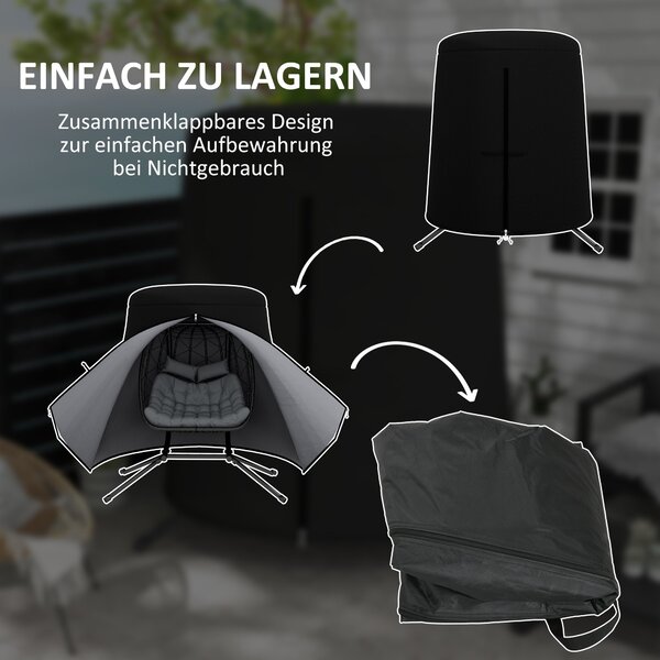 Ochranný kryt pro závěsné křeslo Outsunny, voděodolný s UV ochranou, tarpaulin pro závěsné basketové a houpací křeslo 300D Oxford Ø196 x 230H cm | Aos
