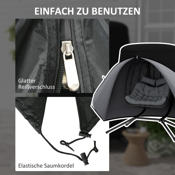 Ochranný kryt pro závěsné křeslo Outsunny, voděodolný s UV ochranou, tarpaulin pro závěsné basketové a houpací křeslo 300D Oxford Ø196 x 230H cm | Aos