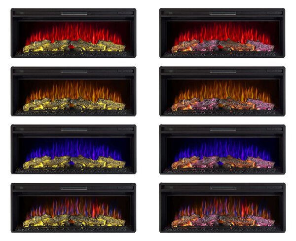 ArtiFlame Elektrický krb AF42 Multicolour Elektrický vestavný krb s ohřevem 1600W realistický 3D efekt plamene LED osvětlení Dálkové ovládání Černá barva