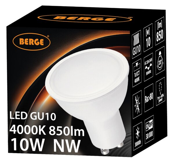 LED žárovka Gu10 10W 800lm neutrální bílá 4000K ECOLIGHT