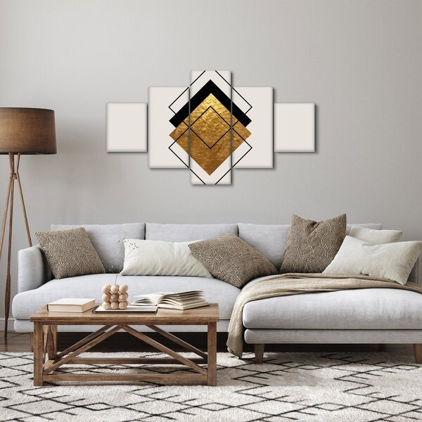 Obraz - Abstrakce zlatá a bílá N⁰1 (125x70 cm)