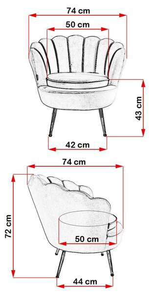 Sametová skořepina židle - Sametová čalouněná židle Ostatní barvy, Jídelna a obývací pokoj, Růžová, 74x72x74, moderní styl, glamour, pohodlí