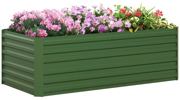 Vyvýšený zahradní záhon Outsunny z oceli, rostlinný záhon, studený rám, skládatelná nádoba na rostliny 180x90x60cm pro zahradu, balkon, terasu, zeleni