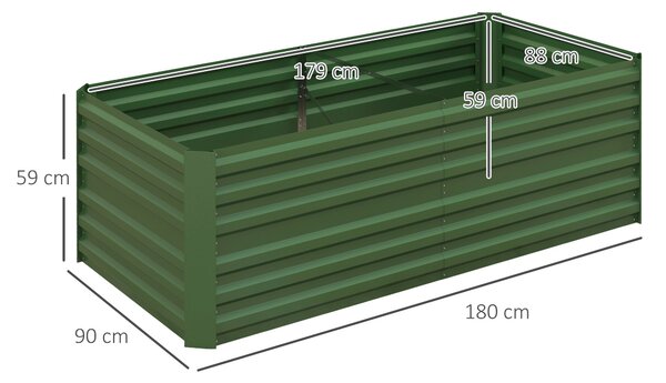 Vyvýšený zahradní záhon Outsunny z oceli, rostlinný záhon, studený rám, skládatelná nádoba na rostliny 180x90x60cm pro zahradu, balkon, terasu, zeleni