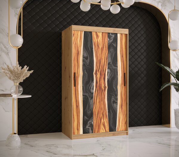 Šatní skříň s posuvnými dveřmi STACY 2 - šířka 100 cm, dub artisan
