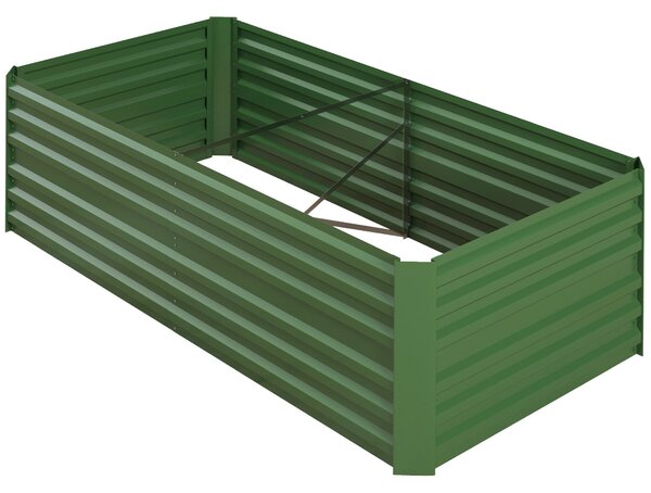 Vyvýšený zahradní záhon Outsunny z oceli, rostlinný záhon, studený rám, skládatelná nádoba na rostliny 180x90x60cm pro zahradu, balkon, terasu, zeleni
