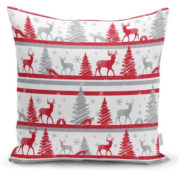 Sada 4 vánočních povlaků na polštář a běhounu na stůl Minimalist Cushion Covers Red Christmas