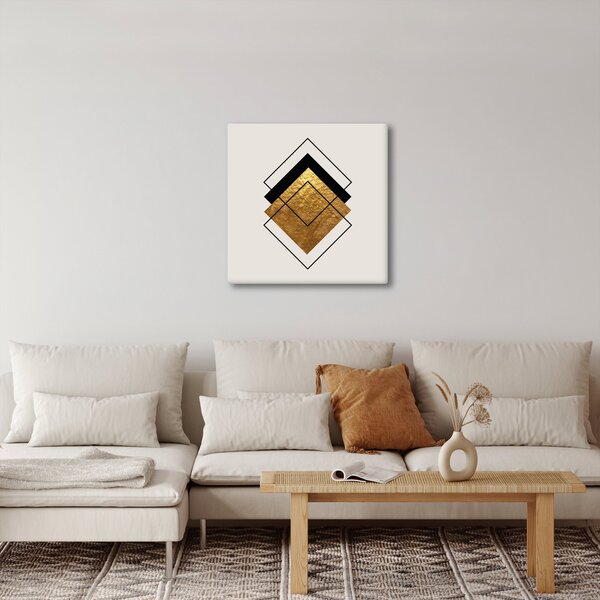 Obraz - Abstrakce zlatá a bílá N⁰1 (30x30 cm)
