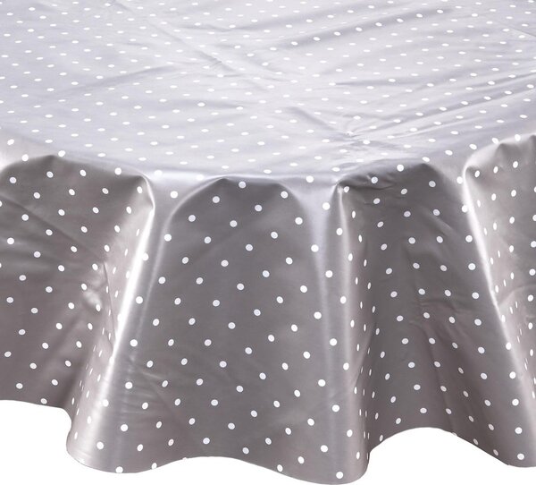 WATERPROOF Ubrus omyvatelný s puntíky průměr 140 cm - šedá