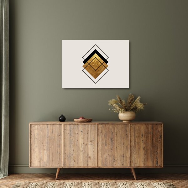Skleněný obraz - Abstrakce zlatá a bílá N⁰1 (70x50 cm)