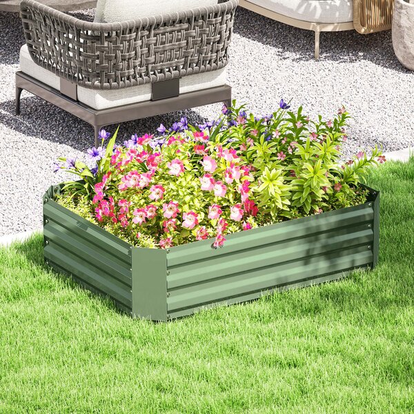 Vyvýšený záhon Outsunny z oceli, zahradní záhon s rámem, květinový box stohovatelný, plantážní box na zeleninu 120x90x30cm pro zahradní balkon, květin
