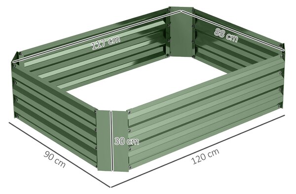 Vyvýšený záhon Outsunny z oceli, zahradní záhon s rámem, květinový box stohovatelný, plantážní box na zeleninu 120x90x30cm pro zahradní balkon, květin