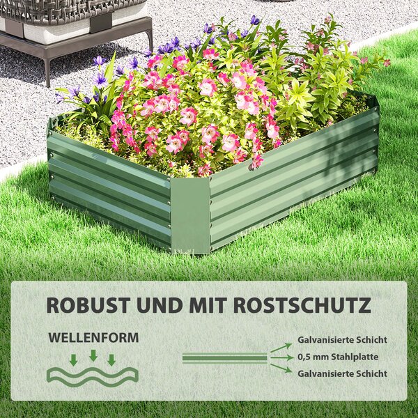 Vyvýšený záhon Outsunny z oceli, zahradní záhon s rámem, květinový box stohovatelný, plantážní box na zeleninu 120x90x30cm pro zahradní balkon, květin