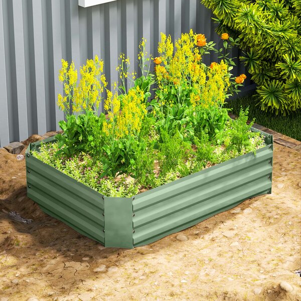 Vyvýšený záhon Outsunny z oceli, zahradní záhon s rámem, květinový box stohovatelný, plantážní box na zeleninu 120x90x30cm pro zahradní balkon, květin