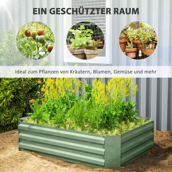 Vyvýšený záhon Outsunny z oceli, zahradní záhon s rámem, květinový box stohovatelný, plantážní box na zeleninu 120x90x30cm pro zahradní balkon, květin