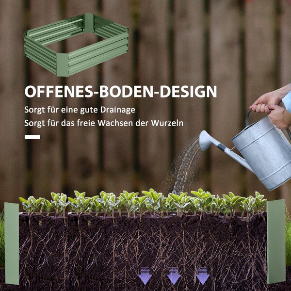 Vyvýšený záhon Outsunny z oceli, zahradní záhon s rámem, květinový box stohovatelný, plantážní box na zeleninu 120x90x30cm pro zahradní balkon, květin