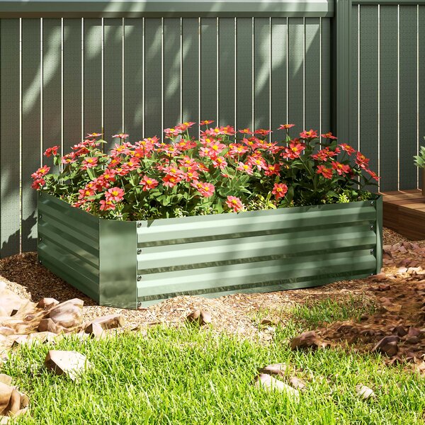 Vyvýšený záhon Outsunny z oceli, zahradní záhon s rámem, květinový box stohovatelný, plantážní box na zeleninu 120x90x30cm pro zahradní balkon, květin