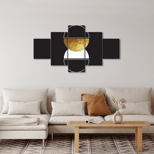 Obraz - Abstrakce zlatá a černá N⁰2 (125x70 cm)