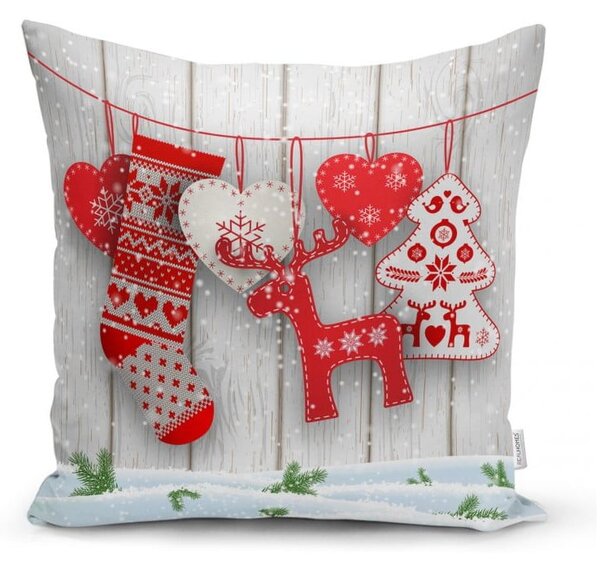 Sada 4 vánočních povlaků na polštář a běhounu na stůl Minimalist Cushion Covers Snowflakes
