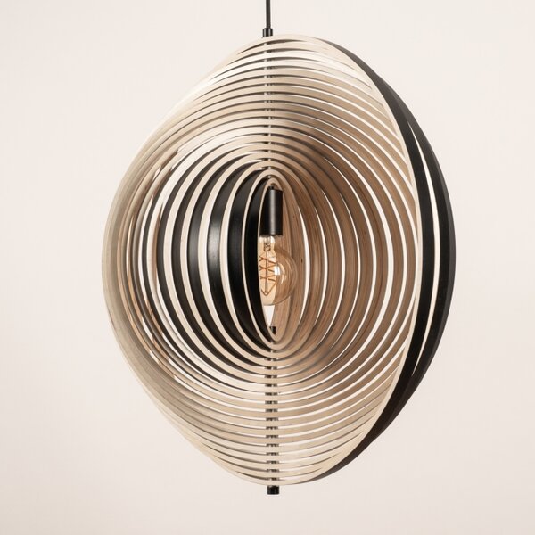 Závěsné designové dřevěné svítidlo do obýváku Wood Barcelona and Black (LMD)
