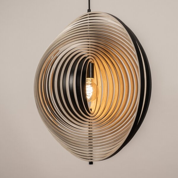 Závěsné designové dřevěné svítidlo do obýváku Wood Barcelona and Black (LMD)