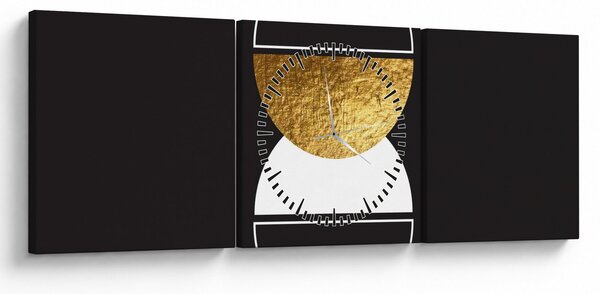 Obraz - Abstrakce zlatá a černá N⁰2 (s hodinami) (90x30 cm)