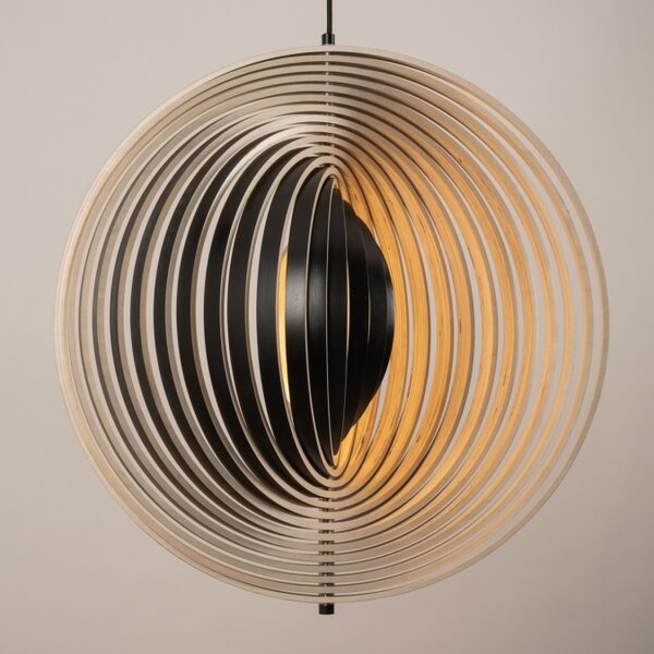 Závěsné designové dřevěné svítidlo do obýváku Wood Barcelona and Black (LMD)