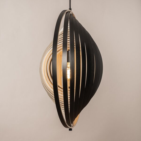 Závěsné designové dřevěné svítidlo do obýváku Wood Barcelona and Black (LMD)