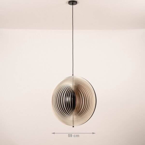 Závěsné designové dřevěné svítidlo do obýváku Wood Barcelona and Black (LMD)