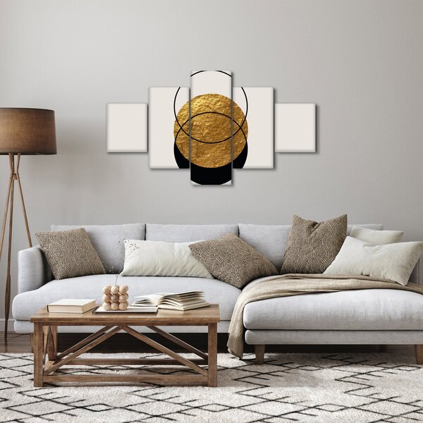 Obraz - Abstrakce zlatá a bílá N⁰2 (125x70 cm)