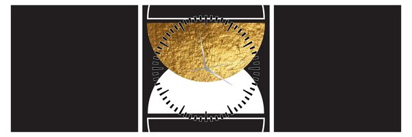 Obraz - Abstrakce zlatá a černá N⁰2 (s hodinami) (90x30 cm)