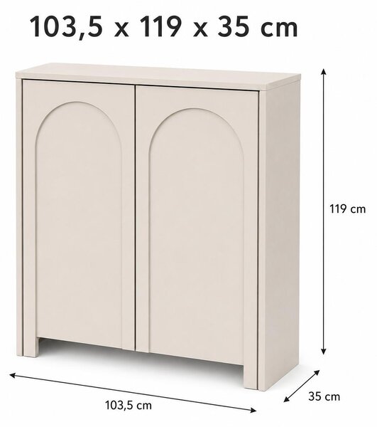 Vysoká komoda Vento Kaschmir, 2 dveře, šířka: 103,5 cm, výška: 119 cm, hloubka: 35 cm