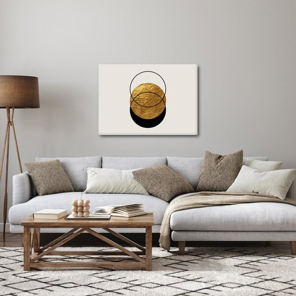 Obraz - Abstrakce zlatá a bílá N⁰2 (70x50 cm)