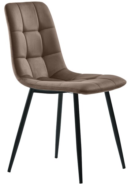 Sweiko jídelní židle (4 ks), hnědá, sada 4 čalouněných designových židlí s opěradlem, sametový sedák kovový rám