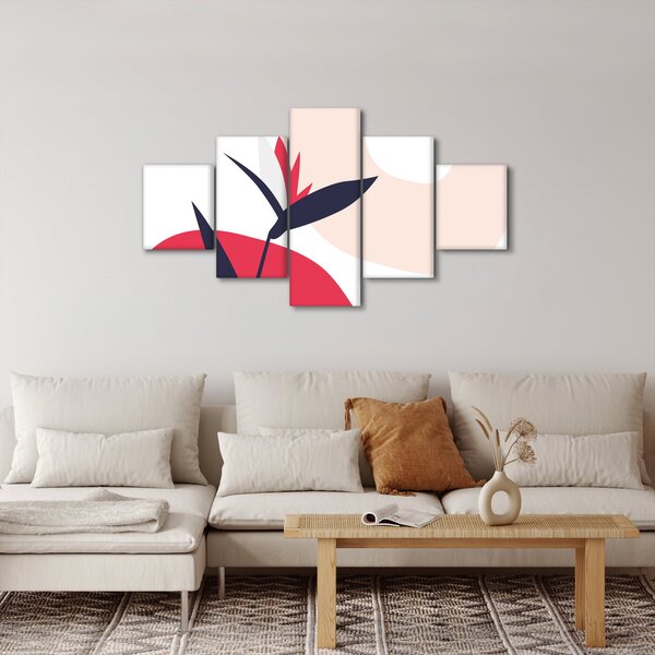 Obraz - Růžová florální abstrakce N⁰1 (125x70 cm)