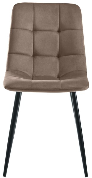 Sweiko jídelní židle (4 ks), hnědá, sada 4 čalouněných designových židlí s opěradlem, sametový sedák kovový rám