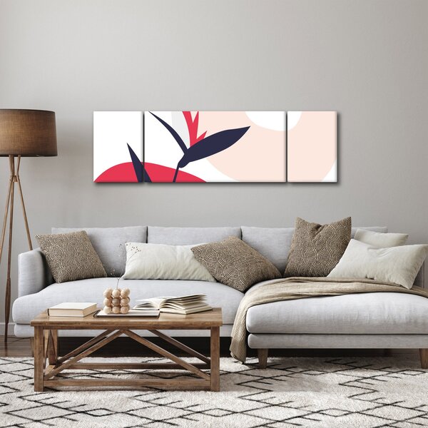 Obraz - Růžová florální abstrakce N⁰1 (170x50 cm)