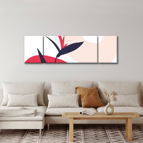 Obraz - Růžová florální abstrakce N⁰1 (170x50 cm)