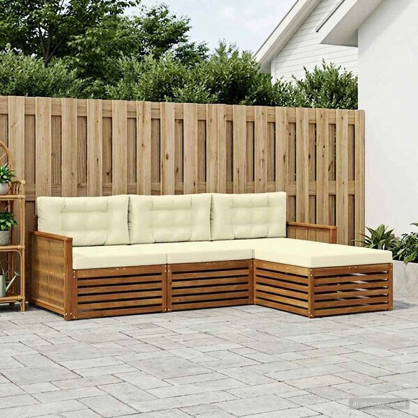 Venkovní pohovková souprava 4 ks Přirozená a Krémová 3383208