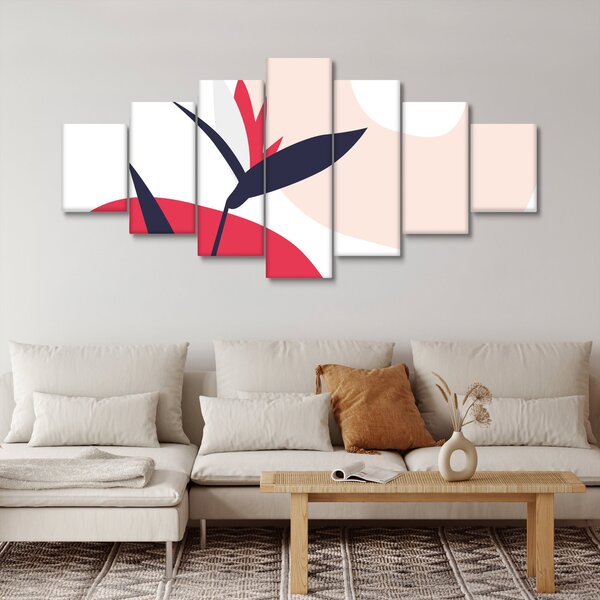 Obraz - Růžová florální abstrakce N⁰1 (210x100 cm)