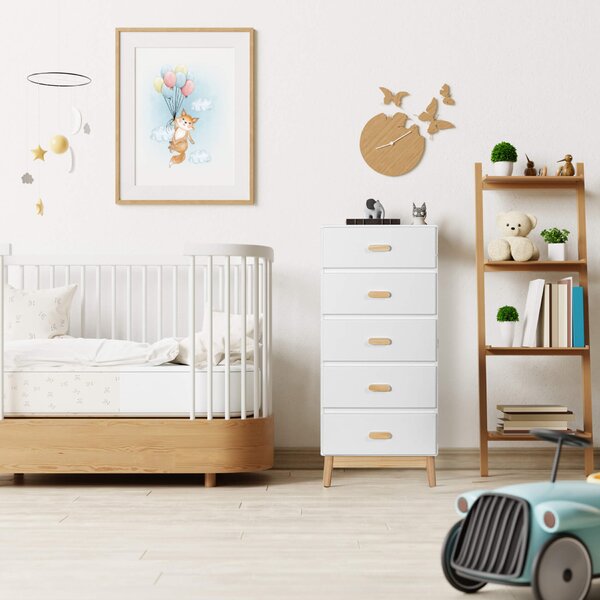 Komoda Mobili Rebecca Myristica 115x50x40 MDF borovice bílá hnědá skandinávská K sestavení