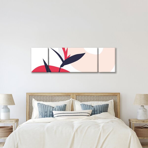 Obraz - Růžová florální abstrakce N⁰1 (170x50 cm)