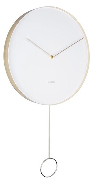 Bílé nástěnné kyvadlové hodiny Karlsson Pendulum, ø 34 cm