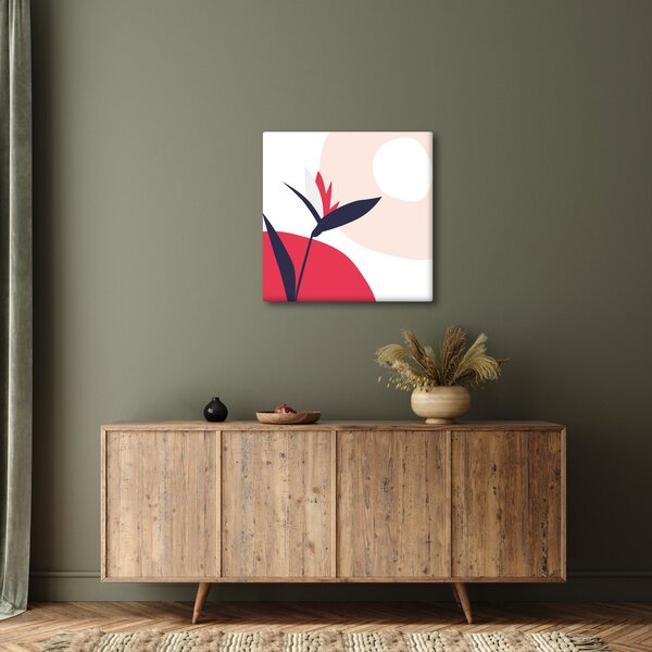 Obraz - Růžová florální abstrakce N⁰1 (30x30 cm)