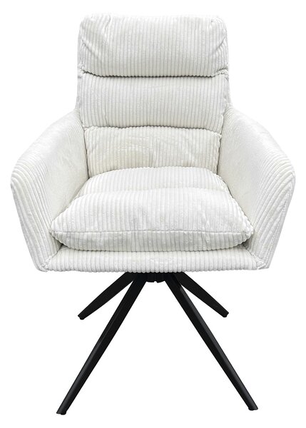 ByLIVING Jídelní židle set 2 PURA / Hrubá šňůra smetanově bílá / Kovový rám černý matný / Skořepina sedáku otočná o 360° / Š 58, V 74, H 60 cm