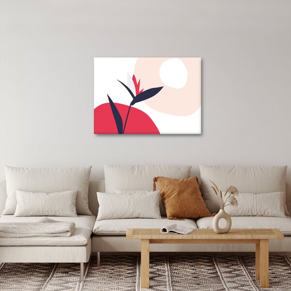 Obraz - Růžová florální abstrakce N⁰1 (70x50 cm)