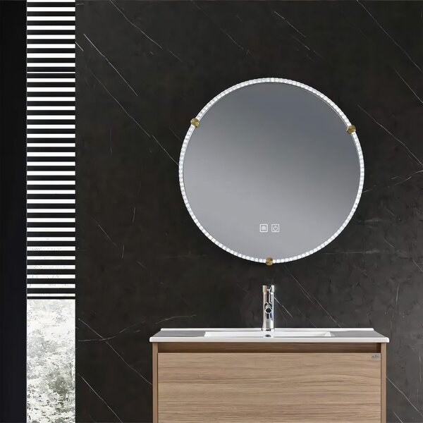 Tutumi Zrcadlo ⌀70 cm s vyhříváním a regulovatelným LED osvětlením HOM-06911, transparent