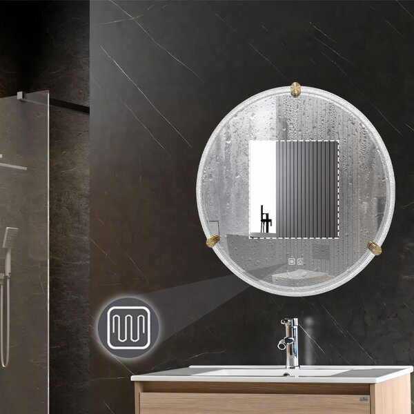 Tutumi Zrcadlo ⌀70 cm s vyhříváním a regulovatelným LED osvětlením HOM-06911, transparent